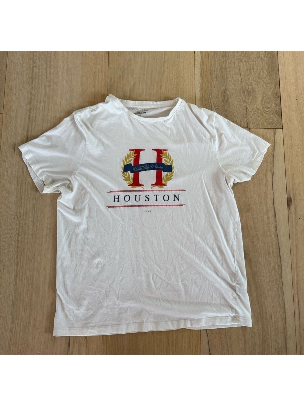 New Look Off White Houston Texas Regular Fit Short Sleeve Tee Shirt Size Large